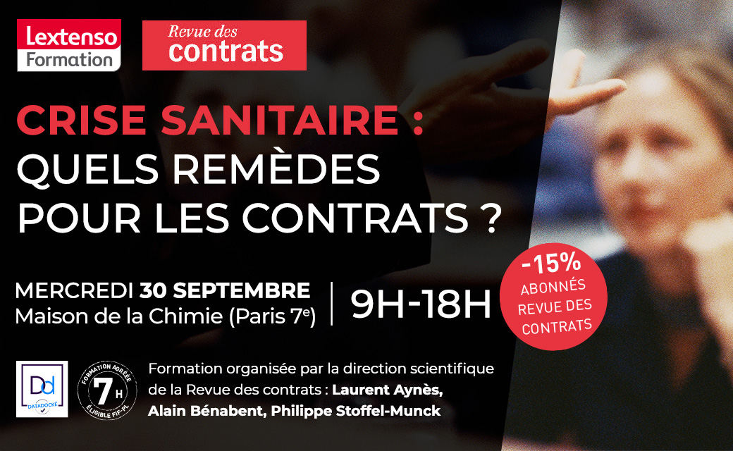 Formation Lextenso - Revue des contrats 30 sept 2020