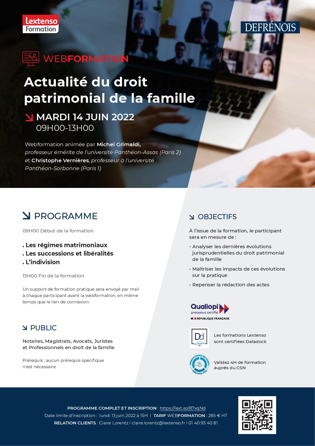 Webformation Defrénois 14 juin 2022